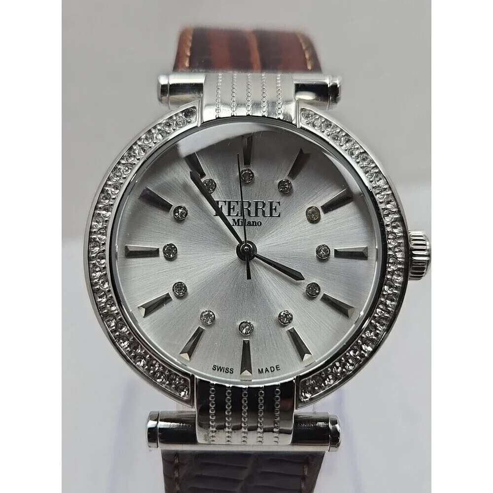 Ferre Milano 1L096 Swiss Made Womens Quartz Crystal Bezel Watch New Battery